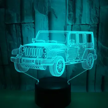 Forši, Jeep Automašīnu Formu Multicolor Galda Lampa 3D LED USB Mājās Dekoratīvā Apgaismojuma Kabeļu Draugs Dāvanas Bērniem, Guļamistaba Nakts Gaisma 40637