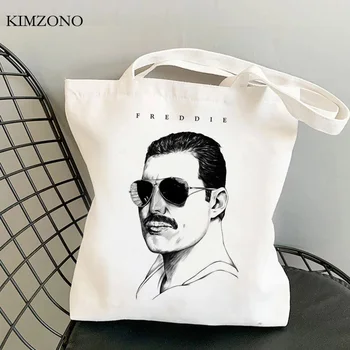 Freddie Mercury iepirkumu grozs pircējs audekls pircējs kokvilnas maisiņā, boodschappentas džutas reciclaje sacola paķert