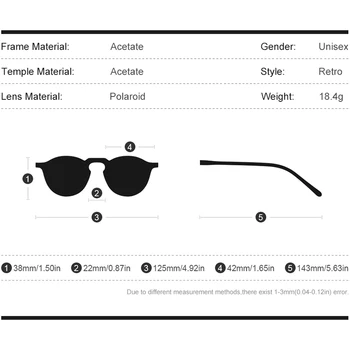 HEPIDEM Acetāts Polarizētās Saulesbrilles Sieviešu Mazās Sejas 2020 Jaunu Luksusa Zīmolu Dizainera Retro Vintage Apaļā Saules Brilles 9130