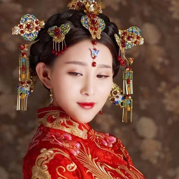 HIMSTORY 11pcs Retro Ķīniešu Kāzu Matadatas Matu Ķemmes Piederumi Elegance, Vintage Ķīniešu Princese Matu Nūju Piederumi