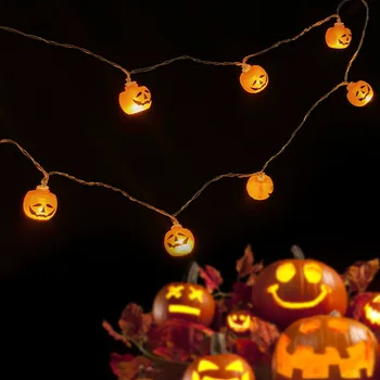Halloween LED String Ķirbju 1,5 m 10LED Spoku Skelets Bat Spider Gaismas Stīgu Festivāls Joslā Mājas Puse Dekori Halloween Rotājumi