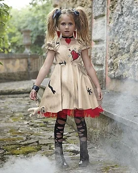 Halloween Meitenes Kostīms Voodoo Lelle Tērpu Pieaugušajiem un Bērna Iedomātā Cosplay Mini Kleita 100CM-150CM