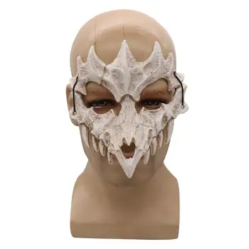 Halloween Puse Dzīvnieku Maskas, Balts Kaulu Maska Tengu Pūķis Yaksa Tiger Sveķiem, Masku Cosplay Gariem Zobiem Dēmons