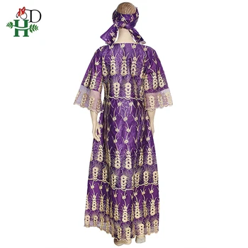 H&D Āfrikas Mežģīņu Kleita Sievietēm Bazin Dashiki Apģērbu Izšūšana Garās Kleitas Plus Lieluma Dāmas 4XL Drēbes 2020 Jauno Gadu Violeta Kleita