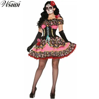 Helovīna Dienā Miris Kostīmu Pieaugušas Sievietes Līķis Līgava Galvaskausa Cosplay Kostīmi Biedējošu Skeleta Masku Apģērbs
