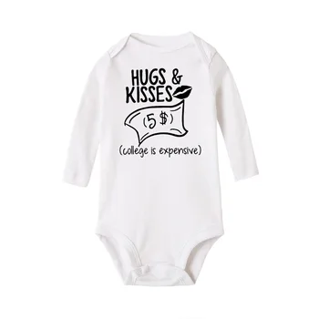 Hugs $5 Koledža Ir Dārgi Rudens Bērnu Bodysuit Toddler Zīdaiņu Zēns Meitene Vēstuli Izdrukāt Jumpsuit Gudrs, Funny Onesie 17840