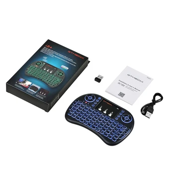 I8+ Mini Bezvadu Tastatūra, 3 Krāsas, Backlit krievu/angļu/spāņu Android TV Box Black Touchpad Gaisa Peli Rokas spēļu
