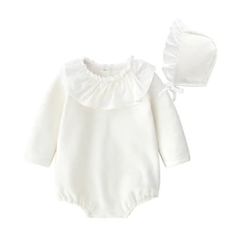 IYEAL Baby Girl Romper 0-1Y Pavasara Jaundzimušo Bērnu Apģērbi Ar Cepuri Princese Meitenes ar garām Piedurknēm Jumpsuit Zīdaiņu Apģērbs, Apģērbu