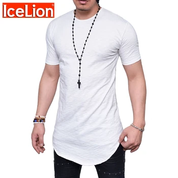 IceLion 2021. gada Vasaras T Krekls Vīriešiem ar Īsām Piedurknēm Hip Hop T-krekls Modes Ilgi Streetwear Slim Fit T Gadījuma Cietie Fitness Topi 280