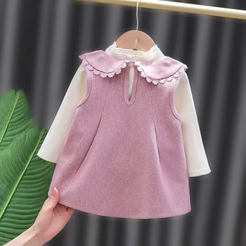 Ir 2021. Jaunu korejiešu Versija Kleitu Pavasarī un Rudenī Divu Gabals, kas Mazo Tīkams Vējš Baby Meitenes Kleita Children 's Apģērbs
