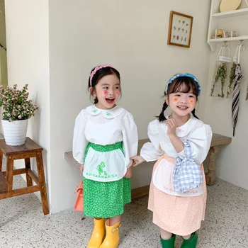 Ir 2021. Pavasara Jaunu Meiteņu Apģērbu Izšūšana Krekls Ziedu Svārki ar Aprin 2 Gab Meiteņu Svārki Komplekts