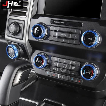JHO Alumīnija Auto Center Console Switch Pogu Gredzenu Pārklājuma Segumu Apdares Ford F150 RAPTOR 2017-2020 2018 2019 XLT Limited