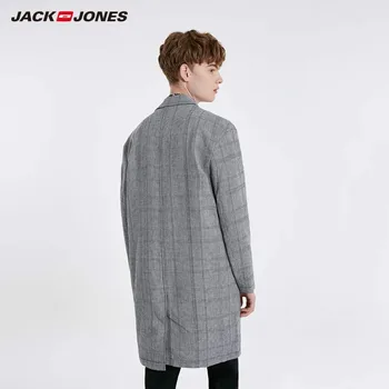 JackJones Vīriešu Modes Houndstooth Modeli Vidēja garuma Mētelis pamata vīriešu apģērbi| 219121546 3329