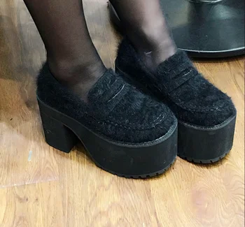 Japāņu stila dāmas punk stila ūdensizturīgs platformas kurpes super augstpapēžu muffin platforma biezas sieviešu papēžu kurpes, zābaki bruņinieks