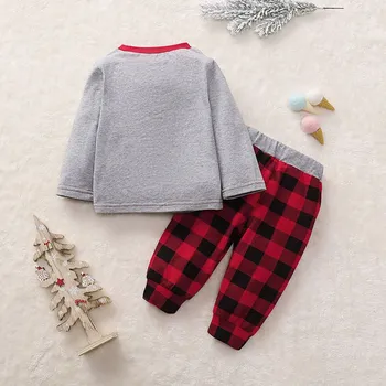 Jaundzimušais zēns, meitene ziemas apģērbu ar garām piedurknēm multiplikācijas filmu tops+pleds bikses bērniem ziemassvētku drēbes, jaungada kostīmi bērniem