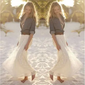 Jauno Modes Karstā Pārdošanas Sievietes Augsta Vidukļa Stretchy Dubultā Mežģīņu Slāni Šifona Gari Svārki Dāma Vasaras Gadījuma Savvaļas Svārki Apģērbi (S-XL