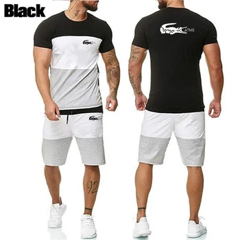 Jauno modes izšūšanas bikses, uzvalks vīriešiem 2020. gada vasaras 2 sporta īsais Krekls + bikses, uzvalks beach vīriešu gadījuma T-krekls, uzvalks sp