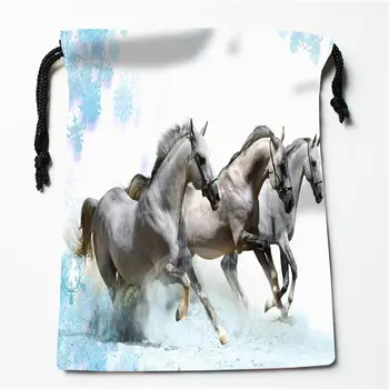 Jauns Skaists zirgs iespiesti uzglabāšanas soma 18*22 cm Satin aukliņu somas Kompresijas Tipa Somas Pielāgot attēlu dāvanas