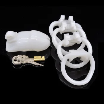 Jauns silikona maisiņā dzimumlocekļa Izspiest gailis gredzenu piedurknēm bumbu nestuvēm uzstādīt Šķīstības verdzība būris ar 4 gredzenu CB6000 seksa rotaļlietu vīriešiem