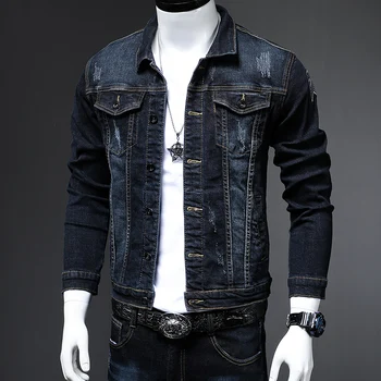 Jaunu 2020. gadam, Modes Gadījuma izšūti ziedu džinsa jaka vīriešu galvaskausa jaunatnes ilgtermiņa piedurknēm hip hop mastermind drukāšanas korejas jaka
