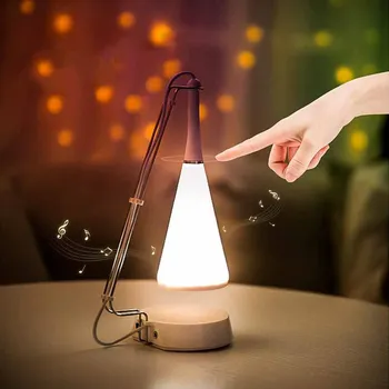 Jaunu Guļamistabu LED Galda Lampa Multofuntion Mūzikas Speaker USB Lādējamu Touch Reostats Touch Galda Lampas Stereo Radošā Galda Lampas 34613