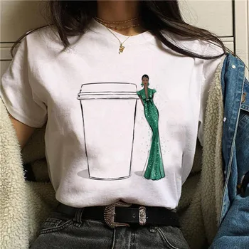 Jaunu Karstā Vasaras Harajuku Vogue Grafiskais T Krekls Modes Tshirt Ullzang Topi Tee Sieviešu Drēbes, Sieviešu Vintage Kafijas T-krekls