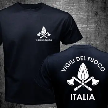 Jaunu Vigili Del Fuoco Itālija Ugunsdzēsēju Ugunsdzēsēju Departamenta Brigāde Vīriešu Īsām Piedurknēm Kokvilna Classic Fit T Krekls bez Piedurknēm 1712