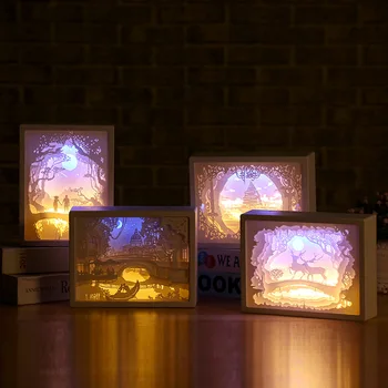 Jaunums totoro nakts gaisma papīra-cut atmosfēru lampas, 3d papīra skulptūru mākslas apdare lampa usb enerģijas dzīvojamā istaba guļamistaba