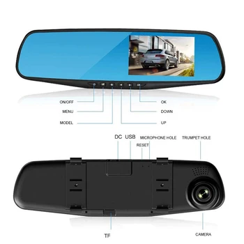 Jiluxing 1080P Automašīnas kameras spoguli, divas kameras auto DVR Atpakaļskata Spogulī, Digitālo Video Ierakstītāju Auto Videokamera Dash Cam Nakts Redzamības