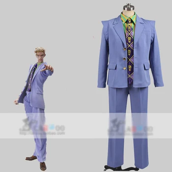 JoJo Dīvaino Piedzīvojumu Kira Yoshikage Cosplay Kostīms augšas+elsas+krekls+kaklasaite
