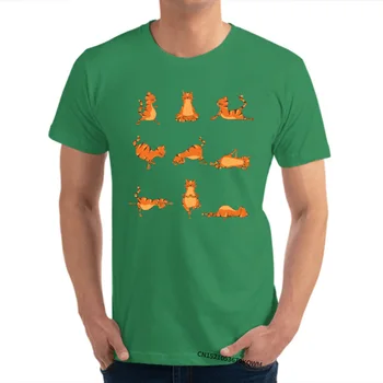 Joga Rada Kaķis Smieklīgi Jogas Joki Unikāli T-Kreklu Dizaineris Īsām Piedurknēm Camisa Kokvilnas Studentu Topi, T-Veida Vienkāršu Stila Tee Krekls