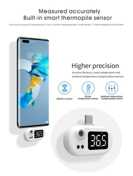 K1 bezkontakta Infrasarkanais Termometrs Mini Portatīvo USB Smart Android Tips-c Apgaismojuma Saskarne IPhone mobilais Termometri