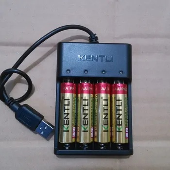 KENTLI 4gab 1,5 v 2800mWh AA uzlādējamas Li-polimēru li-jonu polimēru litija baterija, PK5 +1 USB smart Lādētāju