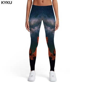 KYKU Galaxy Zeķes Sievietēm Harajuku Spandex Meža Sports Koku Bikses Kosmosa 3d Drukas Sieviešu Zeķes Bikses Jeggings Jeggins