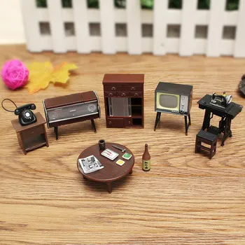 KiWarm 1 Komplekts Vintage Miniatūra Leļļu Mājas Mēbeles, Mēbeles Šujmašīnu Telefona Rotas, Rotaļlietas, Mājas Dekoru Amatniecības Bērniem Dāvanas