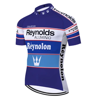 Klasiskās komanda Reynolds retro velosipēdu jersey elpojošs vasaras quick dry elpojošs velosipēdu džersija ar īsām piedurknēm maillot velo homme