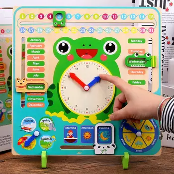 Koka Montessori Rotaļlietas, Bērnu Laika Sezonas Kalendārs Pulkstenis Laiku Izziņas Pirmsskolas Izglītības Mācību Līdzekļiem, Rotaļlietām Bērniem