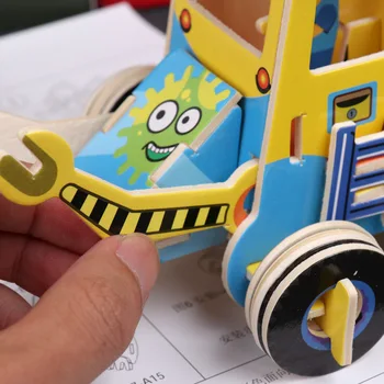 Koka Projektēšana Transportlīdzekļa Agrīnās Izglītības Diy Samontē PUZZLE Rotaļlietas, 5 DIZAINU