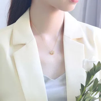 Korejiešu versija S925 tīra sudraba modes minimālisma ģeometriskā gredzenu īss collarbone spirālveida ķēdes kakla ķēdes sieviešu sudraba ķēde