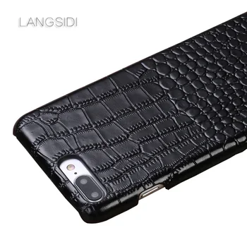 LANGSIDI zīmolu lietas Par iphone plus 7 8 xs max xr Luksusa dabiskās ādas, aizmugurējā vāciņa iphone 11 pro max 6s 5 Krokodils coque