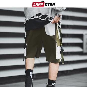 LAPPSTER Vīriešiem Streetwear Haki Sweatshorts 2020. Gada Vasaras Vīriešu Bikses Krāsu Bloku Jostas korejas Modes Joggers Šorti 2XL Kravas Bikses