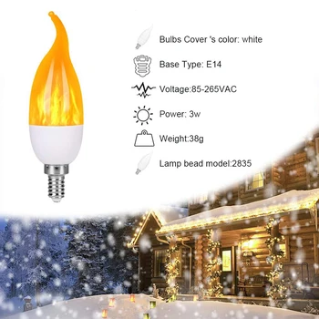LED Liesmas Mirgo Spuldzes LED Uguns Sacensība Gaismas E14 E27 Svece Lampiņa, 4 Režīmi Apgaismojuma Radošo Ziemassvētki Atmosfēru Spuldzes Mājas Dekori
