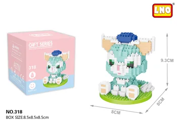 LNO dimanta daļiņas, violeta zaļa karikatūra anime trušu izklāstīti plastmasas celtniecības bloku rotaļlietas 318-319 par childre dāvanas 12726