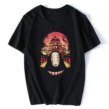 Laipni lūdzam Burvju Pirts Māja Dedzīgs Prom Seja Cilvēks Japāņu Anime T-krekls ar Īsām Piedurknēm Gadījuma Miyazaki Hayao T Krekls 1619