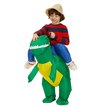 Lielie Bērni Purima Zaļā Dinozauru Piepūšamās Kostīmi Halloween Cosplay Kostīmu Karnevāla Grupa T-Rex Talismans Lomu Spēlē Disfraces 156101