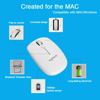 Logitech Sākotnējā M558 Bluetooth Bezvadu Pele, Dzidri Balts 1000 DPI 2.4 Ghz Mouse Mac/Windows PC Oficiālā Aģentūra Testa Atbalsts
