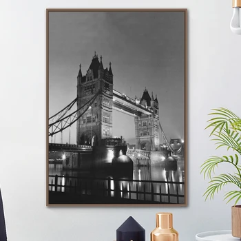 Londonas Tower Bridge Ziemeļvalstu Plakāti Un Izdrukas Sienas Mākslas Audekls Gleznošanai Melna Balta Sienas, Attēlus, Guļamistaba Dekori schilderij obrazy