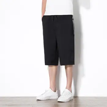 M-5XL Elastīgs Viduklis Vasaras Bikses Aukliņu Streetwear Gadījuma Vienkāršu Krāsu Sānu Kabatas Bikses Pilsētas Apģērbi Vīriešiem XXXXXL