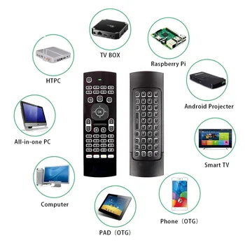 MX3 Backlit Gaisa Peli T3 Smart Tālvadības pulti 2.4 G RF Bezvadu Tastatūra ar Balss Mikrofons X96 tx3 H96 Android TV Box 2899
