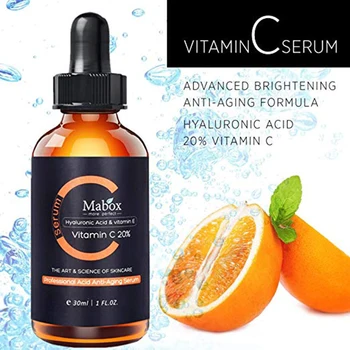 Mabox C Vitamīna Balināšanas Serums ar hialuronskābi Sejas Krēmu E Vitamīnu, Organisko Anti-Aging Serums Sejai Acu Ārstēšana
